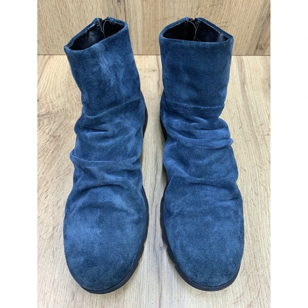 The FLEXX Womens Suede Slouch Ankle Boots Navy Blue Comfort Shoes US 9